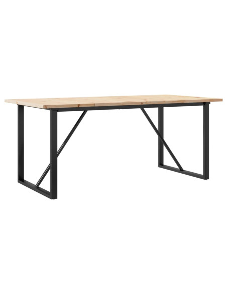 Tavolo da Pranzo Telaio a O 180x90x75,5cm Massello Pino e Ghisa