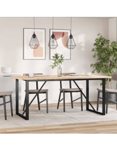 Tavolo da Pranzo Telaio a O 180x90x75,5cm Massello Pino e Ghisa 2