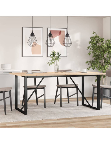 Tavolo da Pranzo Telaio a O 180x90x75,5cm Massello Pino e Ghisa