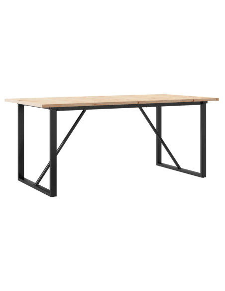 Tavolo da Pranzo Telaio a O 180x90x75,5cm Massello Pino e Ghisa