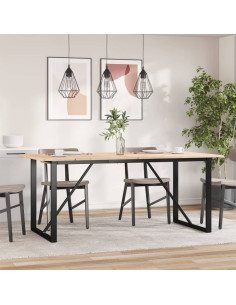 Tavolo da Pranzo Telaio a O 180x90x75 cm Massello Pino e Ghisa 2
