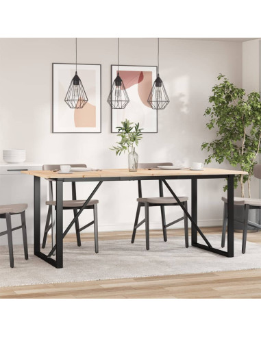 Tavolo da Pranzo Telaio a O 180x90x75 cm Massello Pino e Ghisa