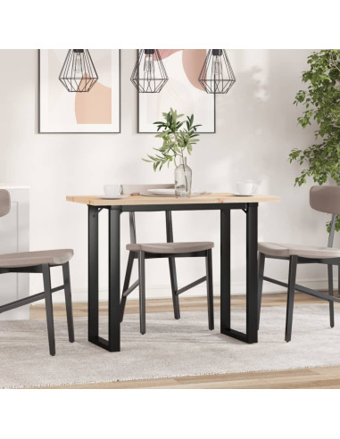 Tavolo da Pranzo Telaio a O 100x50x75,5cm Massello Pino e Ghisa
