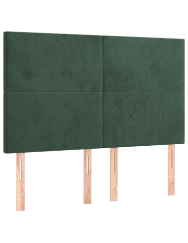 Giroletto a Molle con Materasso Verde Scuro 140x200 cm Velluto