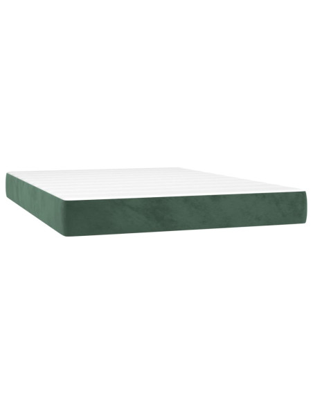 Giroletto a Molle con Materasso Verde Scuro 140x200 cm Velluto