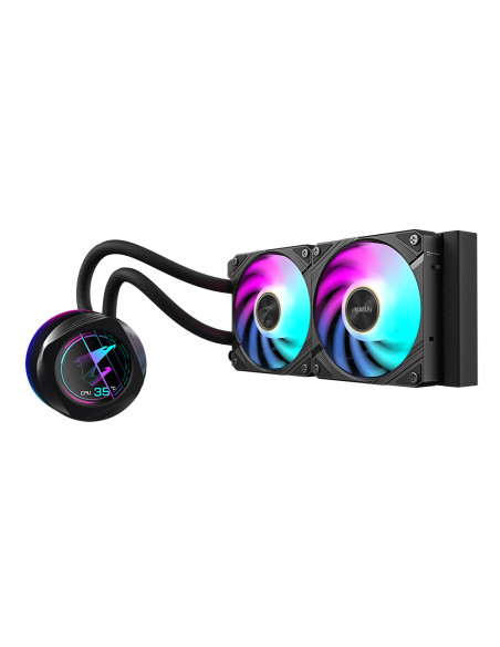 GIGABYTE AORUS WATERFORCE X II 240 Raffreddamento a liquido per CPU AIO - 2x ventole ARGB da 120 mm, LCD a colori, DAISY-CHAIN, 