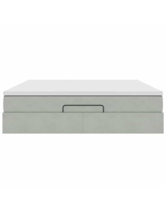 Struttura Letto Pouf con Materasso 160x200 cm in Velluto 2