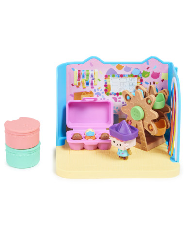 Gabby's Dollhouse , Stanza Baby Box Craft-a-riffic con il personaggio gatto Baby Scatola, accessori, mobili e scatole con sorpre