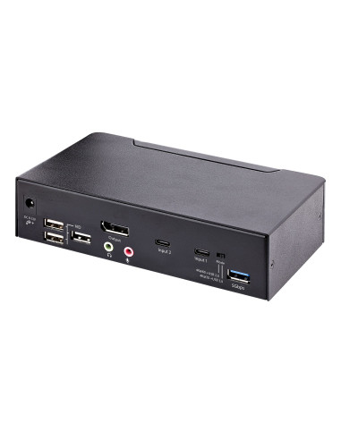 StarTech.com Switch KVM USB C, KVM DisplayPort a 2 porte con video HDR 4K 60Hz UHD, Audio da 3,5 mm, Hub USB con 4x USB HID e 2x