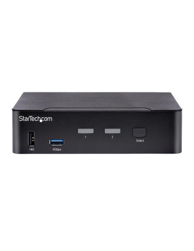 StarTech.com Switch KVM USB C, KVM DisplayPort a 2 porte con video HDR 4K 60Hz UHD, Audio da 3,5 mm, Hub USB con 4x USB HID e 2x