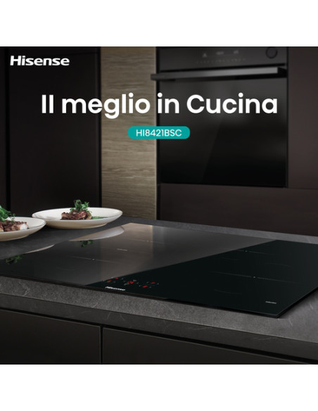 Hisense HI8421BSC piano cottura Nero Da incasso 80 cm Piano cottura a induzione 4 Fornello(i)