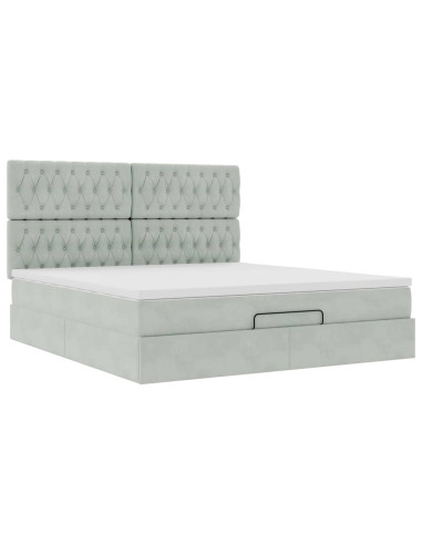 Struttura Letto Pouf con Materassi 160x200 cm in Velluto