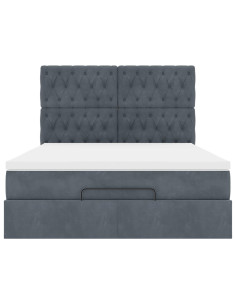 Struttura Letto Pouf con Materassi 140x200 cm in Velluto 2