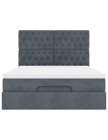 Struttura Letto Pouf con Materassi 140x200 cm in Velluto