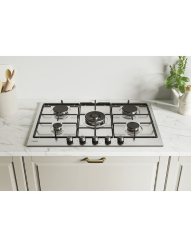 Candy Classic CHW74WTX Acciaio inox Da incasso 75 cm Gas 5 Fornello(i)