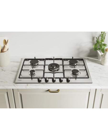 Candy Classic CHW74WTX Acciaio inox Da incasso 75 cm Gas 5 Fornello(i)