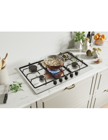 Candy Classic CHW74WTX Acciaio inox Da incasso 75 cm Gas 5 Fornello(i)