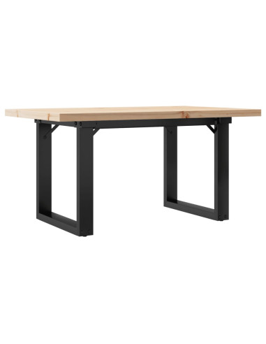 Tavolino Salotto Telaio a O 80x50x40,5cm Massello Pino e Ghisa