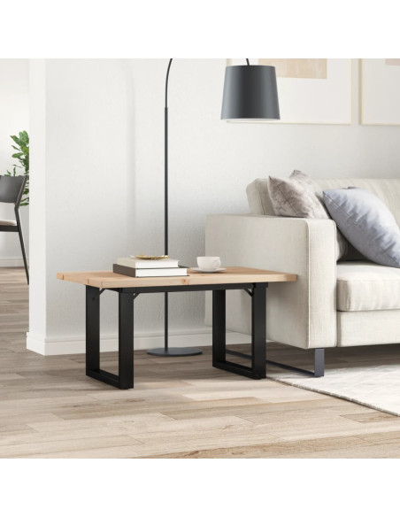 Tavolino Salotto Telaio a O 80x50x40,5cm Massello Pino e Ghisa