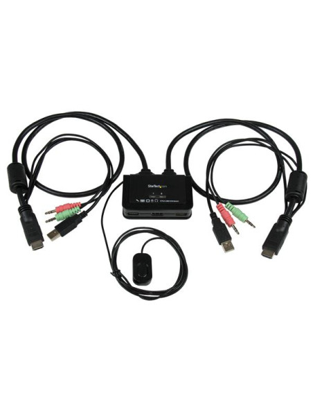 StarTech.com Switch KVM cavo HDMI USB 2 porte con audio e switch remoto – Alimentazione USB
