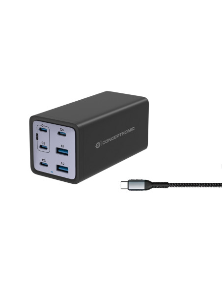 Conceptronic OZUL06BE Caricabatterie per dispositivi mobili Universale Nero AC Ricarica rapida Interno