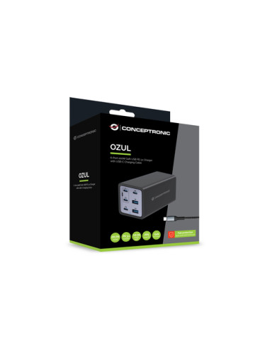 Conceptronic OZUL06BE Caricabatterie per dispositivi mobili Universale Nero AC Ricarica rapida Interno