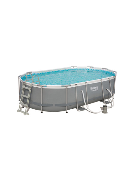 Bestway Power Steel 56448 piscina fuori terra Piscina con bordi Piscina ovale 10949 L Blu, Grigio