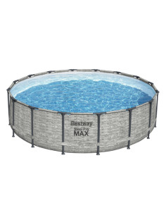 Bestway Steel Pro Piscina tonda mis. 488x122 cm, duraplus, colore effetto rattan, stampa interna realistica in pietra prismatica