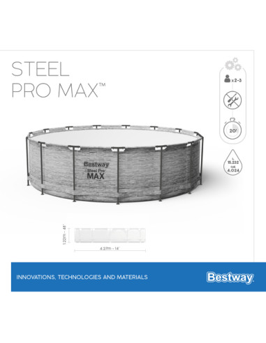 Bestway 5619D piscina fuori terra Piscina con bordi Piscina rotonda 15232 L Grigio