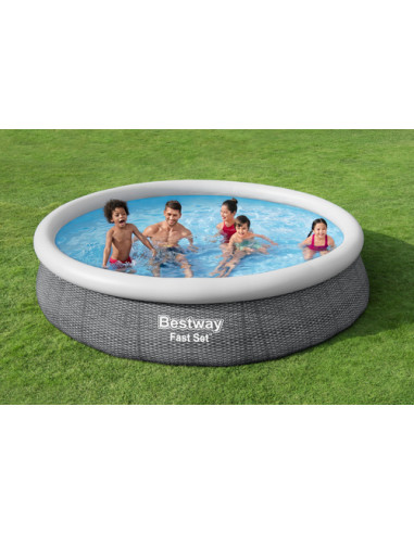 Bestway Fast Set 57445 piscina fuori terra Piscina con bordi/gonfiabile Piscina rotonda Grigio, Bianco
