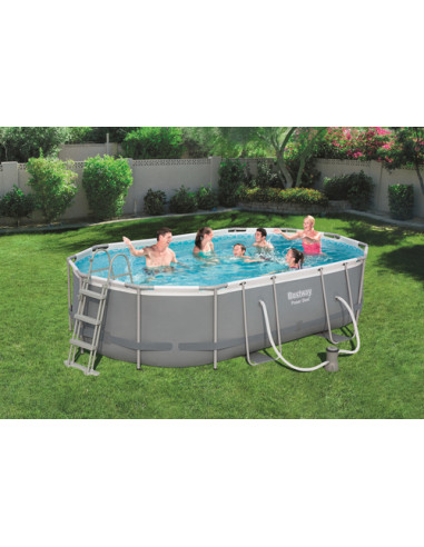 Bestway Power Steel 56448 piscina fuori terra Piscina con bordi Piscina ovale 10949 L Blu, Grigio