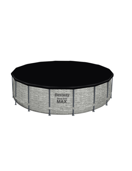 Bestway Steel Pro Piscina tonda mis. 488x122 cm, duraplus, colore effetto rattan, stampa interna realistica in pietra prismatica