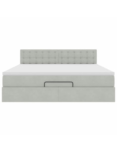 Struttura Letto Pouf con Materasso 160x200 cm in Velluto 2