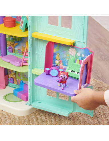 Gabby's Dollhouse , Groovy Music Room con personaggio Daniel James Catnip, 2 accessori, 2 mobili e 2 scatole con sorpresa, gioca
