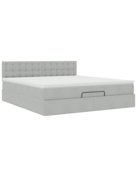 Struttura Letto Pouf con Materasso 160x200 cm in Velluto