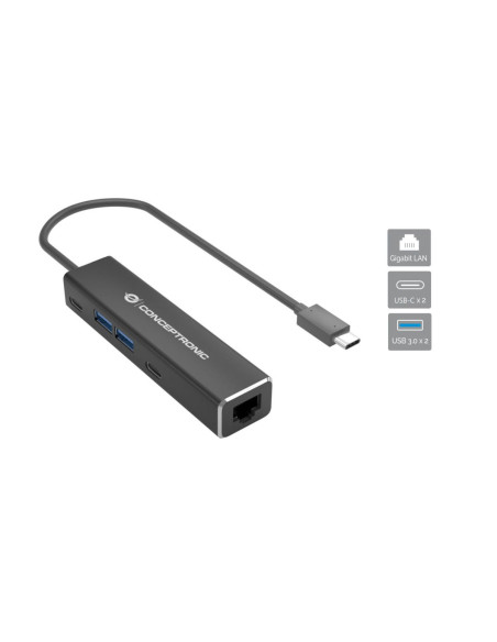 Conceptronic ABBY13B replicatore di porte e docking station per laptop Cablato USB 3.2 Gen 1 (3.1 Gen 1) Type-C Grigio