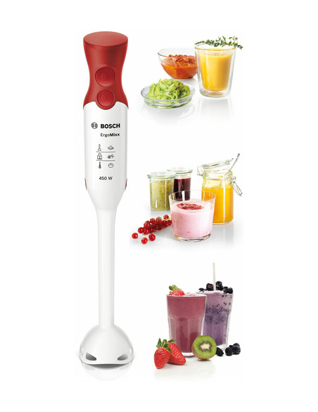 Bosch MSM64010 Frullatore a immersione ErgoMixx 450 W Bianco, Rosso