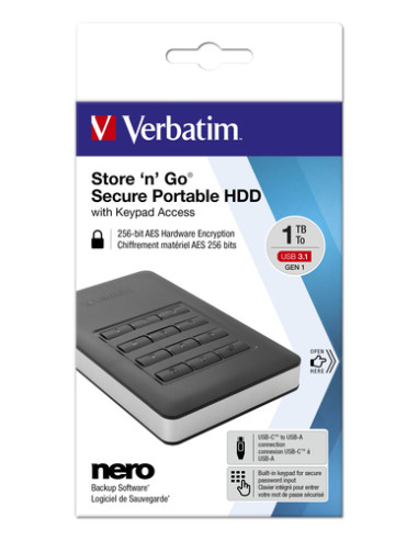 Verbatim Disco rigido portatile Store n Go® Secure con tastierino di accesso da 2TB