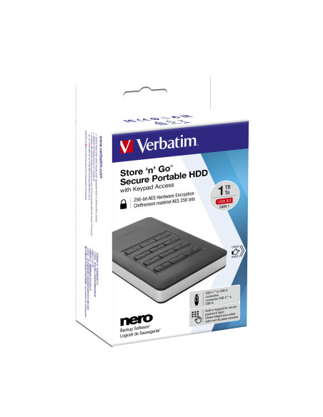 Verbatim Disco rigido portatile Store n Go® Secure con tastierino di accesso da 2TB