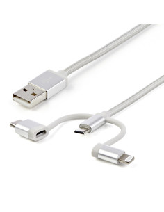 StarTech.com Cavo di ricarica multiplo USB da 1m - Adattatore da USB a Micro-USB o USB-C o Lightning per iPhone / iPad / iPod /