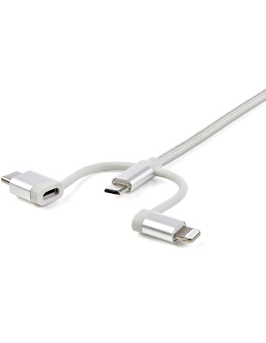 StarTech.com Cavo di ricarica multiplo USB da 1m - Adattatore da USB a Micro-USB o USB-C o Lightning per iPhone / iPad / iPod / 