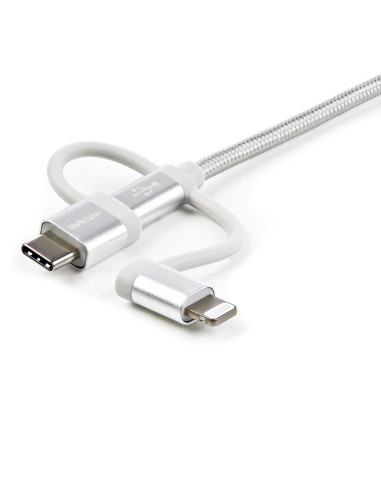 StarTech.com Cavo di ricarica multiplo USB da 1m - Adattatore da USB a Micro-USB o USB-C o Lightning per iPhone / iPad / iPod / 