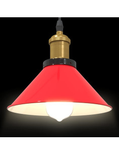 Lampada Sospensione Regolabile E27 Rosso Lucido Ø22 cm Metallo