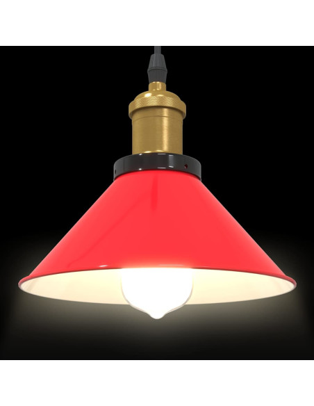 Lampada Sospensione Regolabile E27 Rosso Lucido Ø22 cm Metallo
