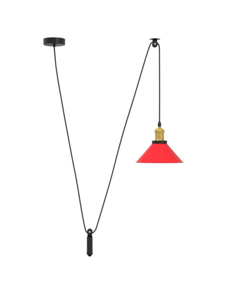Lampada Sospensione Regolabile E27 Rosso Lucido Ø22 cm Metallo