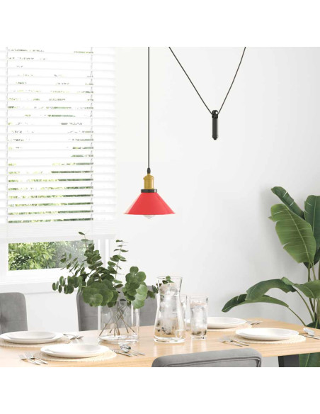 Lampada Sospensione Regolabile E27 Rosso Lucido Ø22 cm Metallo