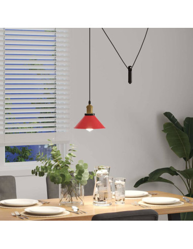 Lampada Sospensione Regolabile E27 Rosso Lucido Ø22 cm Metallo