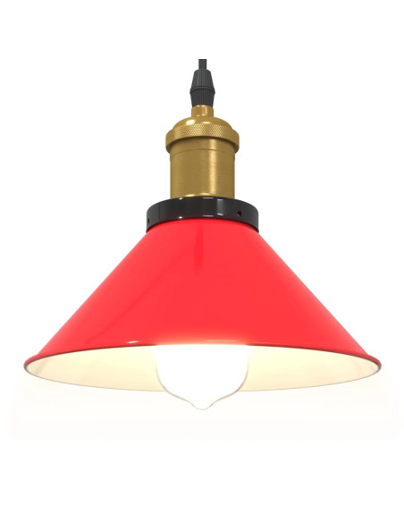 Lampada Sospensione Regolabile E27 Rosso Lucido Ø22 cm Metallo