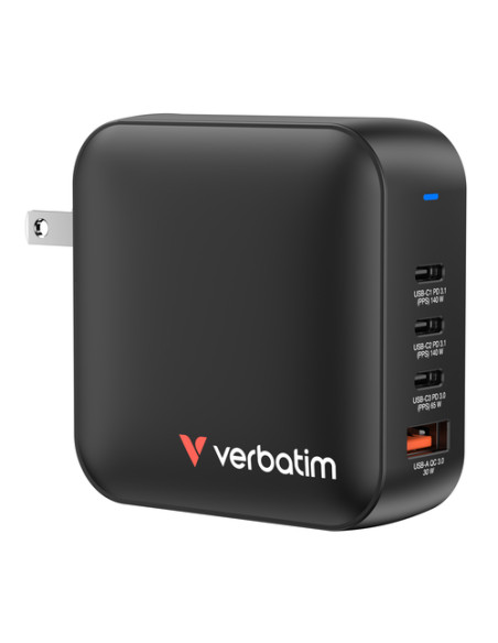 Verbatim Mini GaN Charger 165W Universale Nero AC Ricarica rapida Interno