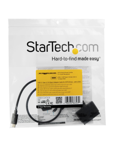 StarTech.com Cavo adattatore USB 3.1 a SATA da 10 Gbps per unità dischi rigidi da 2,5" - USB-C